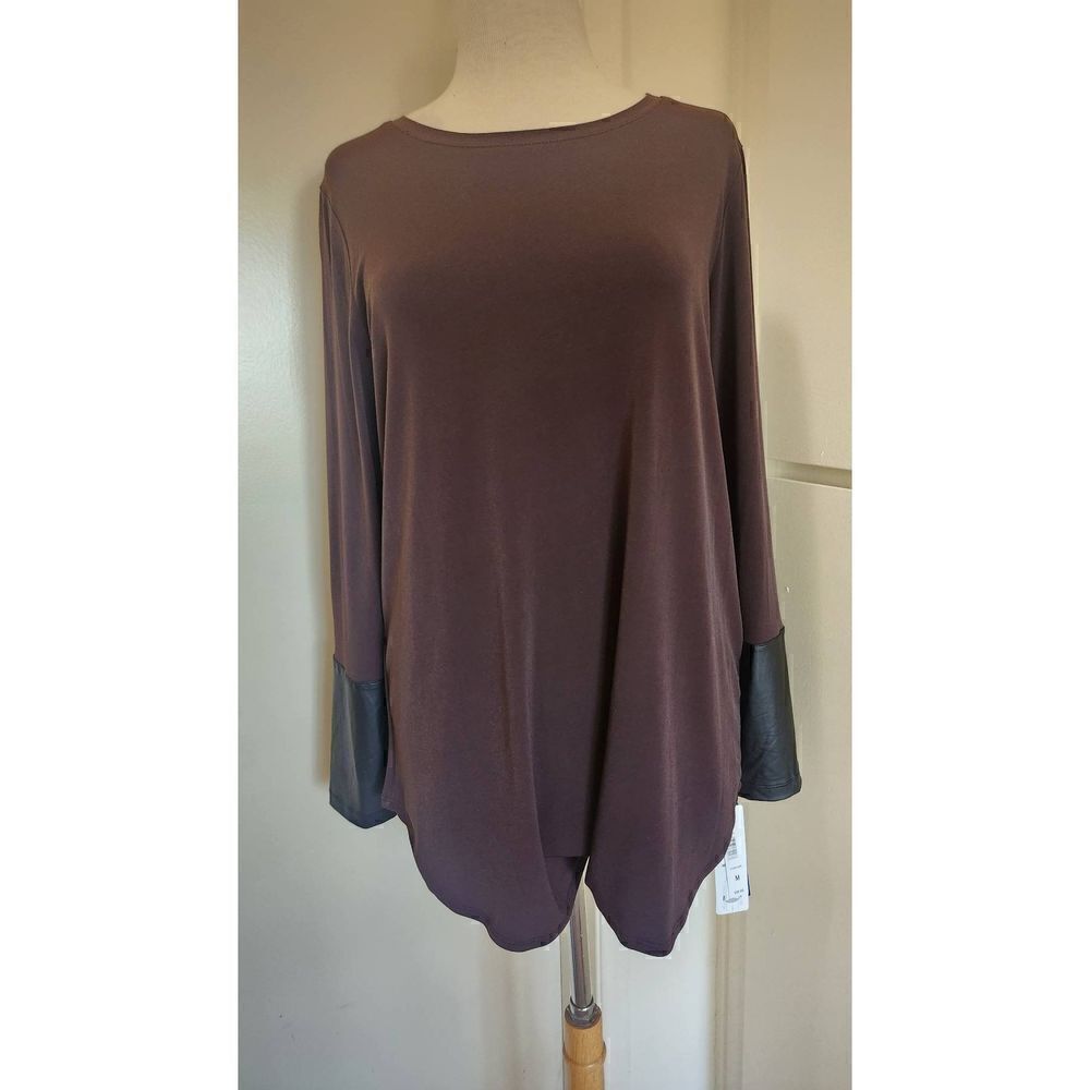Peter Nygard Knit Brown/Black Tunic Length Long Sleeve Pullover, NWT, M